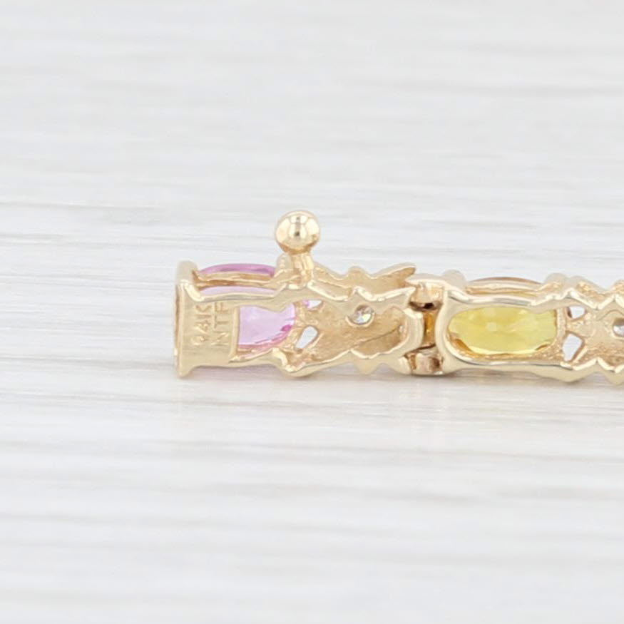 Antique White 6.05ctw Natural & Lab Created Sapphire Diamond Tennis Bracelet 14k Gold 7" 4mm