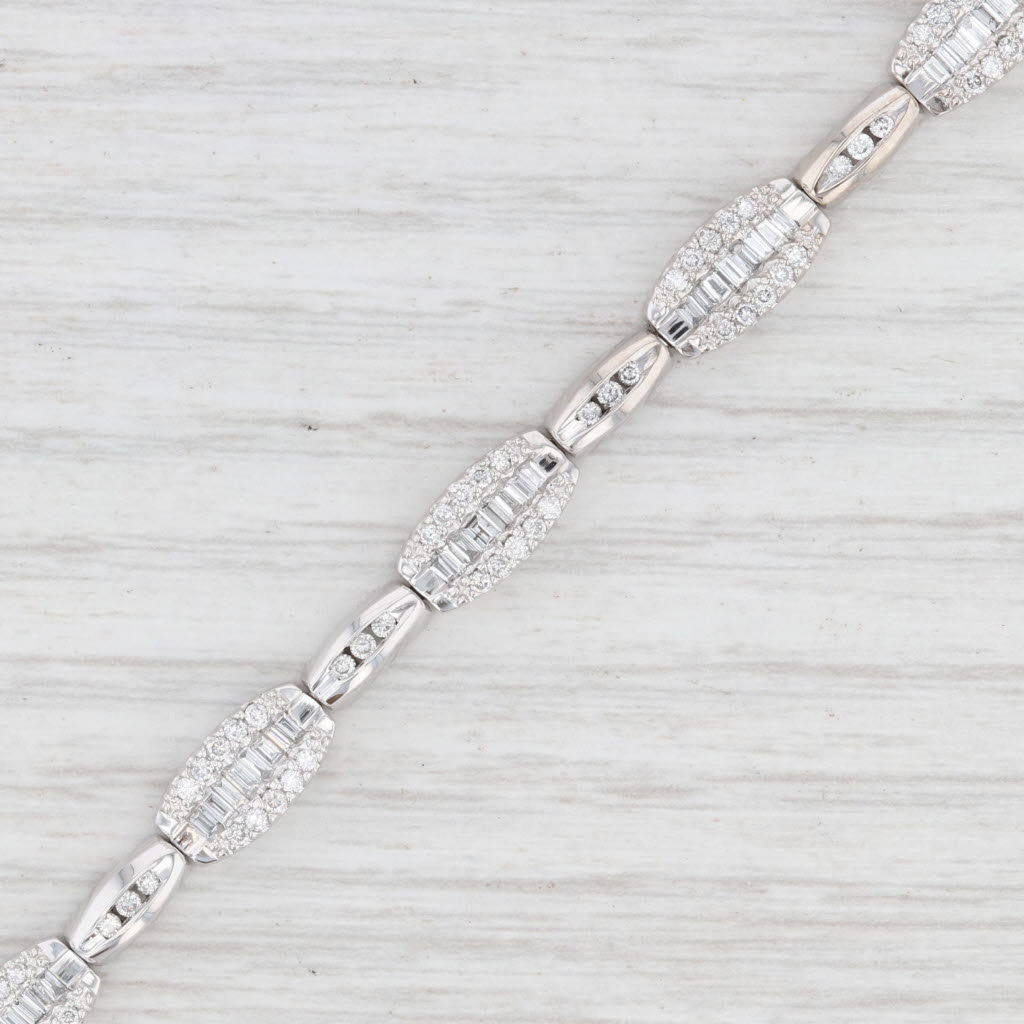 Light Gray 1.55ctw Diamond Link Bracelet 14k White Gold 7”