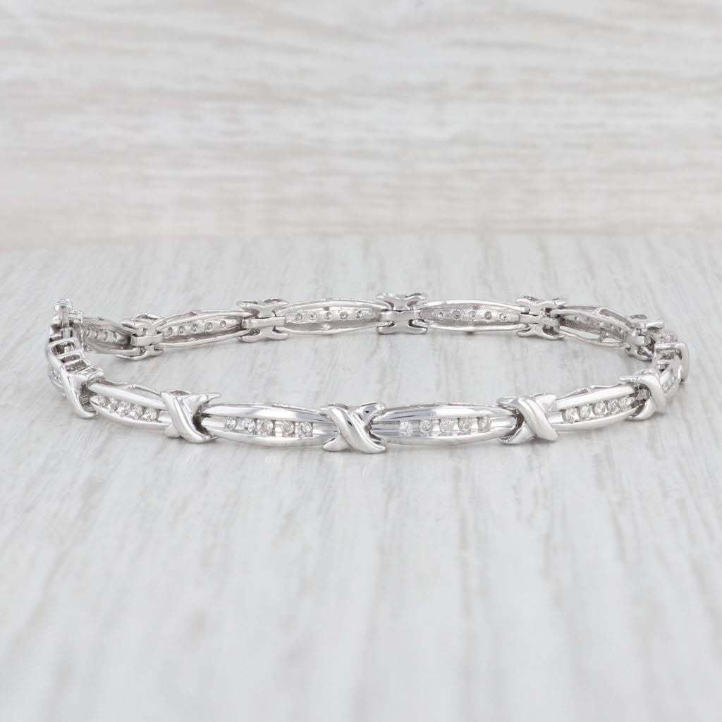 Light Gray 0.33ctw Diamond Bar Bracelet 10k White Gold 7" 4.1mm