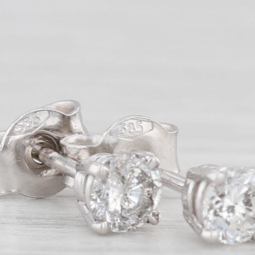 Light Gray New Small 0.35ctw Diamond Stud Earrings 14k White Gold Round Cut Solitaire