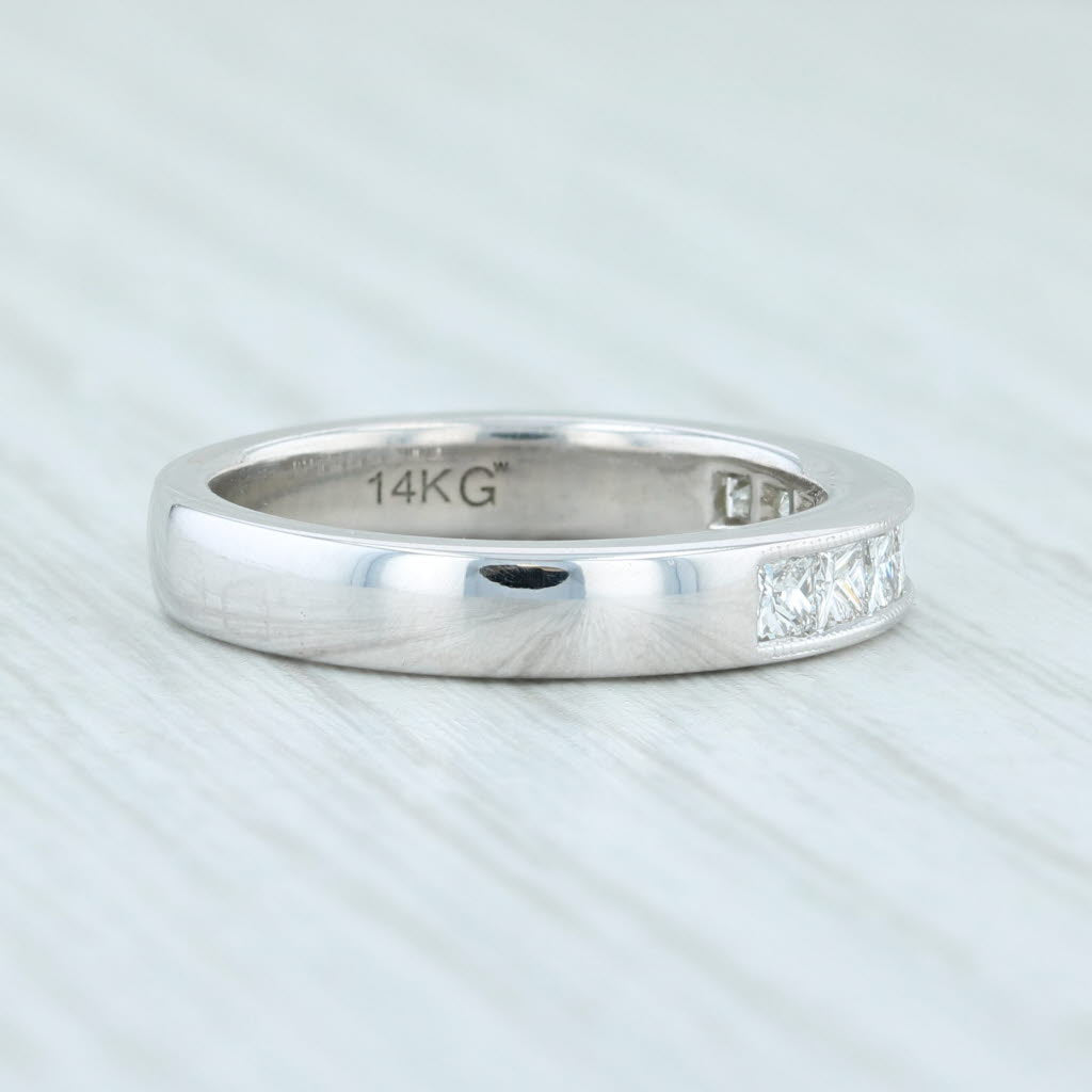 Light Gray 0.60ctw Diamond Wedding Ring 14k White Gold Size 5.5 Stackable Anniversary Band
