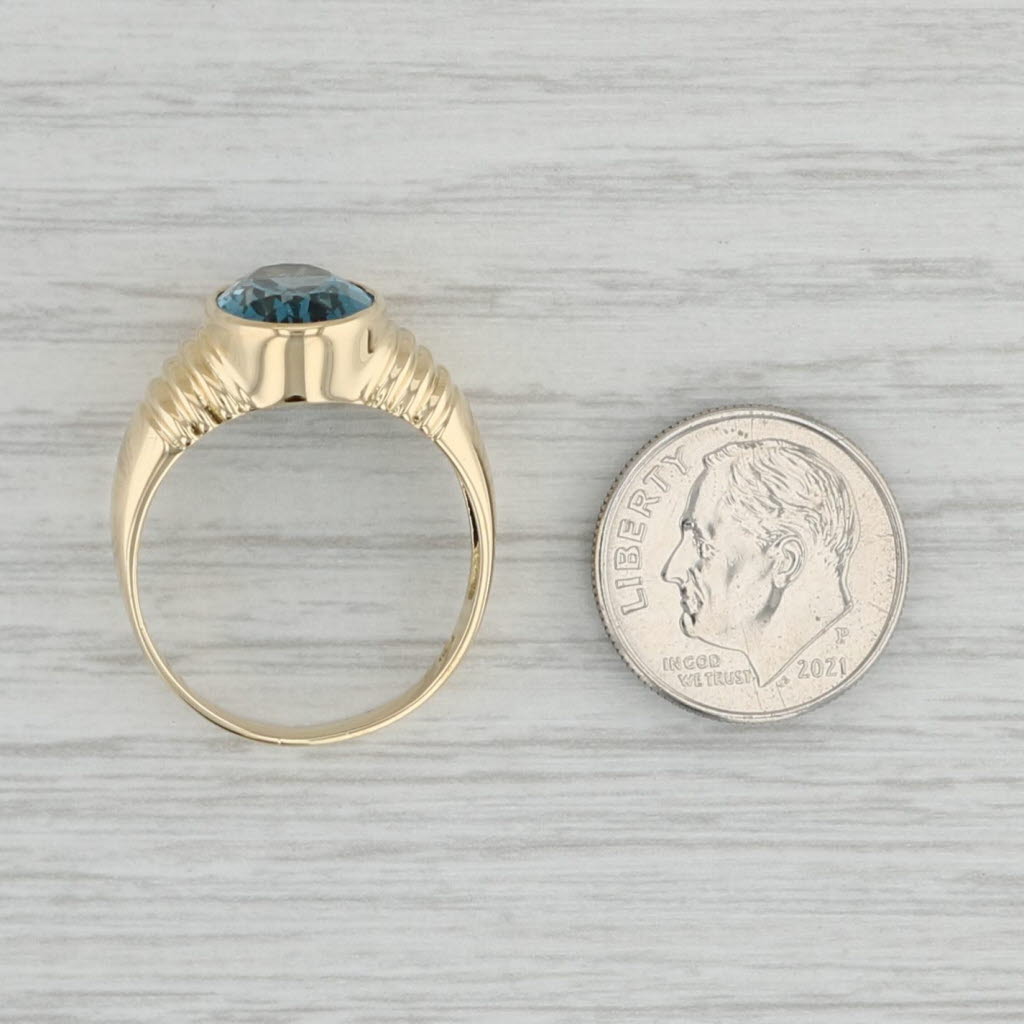 Gray 4.80ct London Blue Topaz Oval Solitaire Ring 18k Yellow Gold Size 9.5