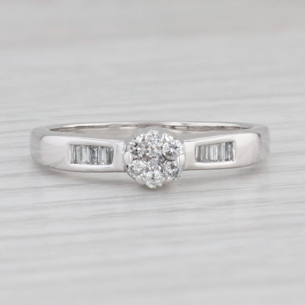 Light Gray 0.24ctw Round Diamond Engagement Ring 10k White Gold Size 7