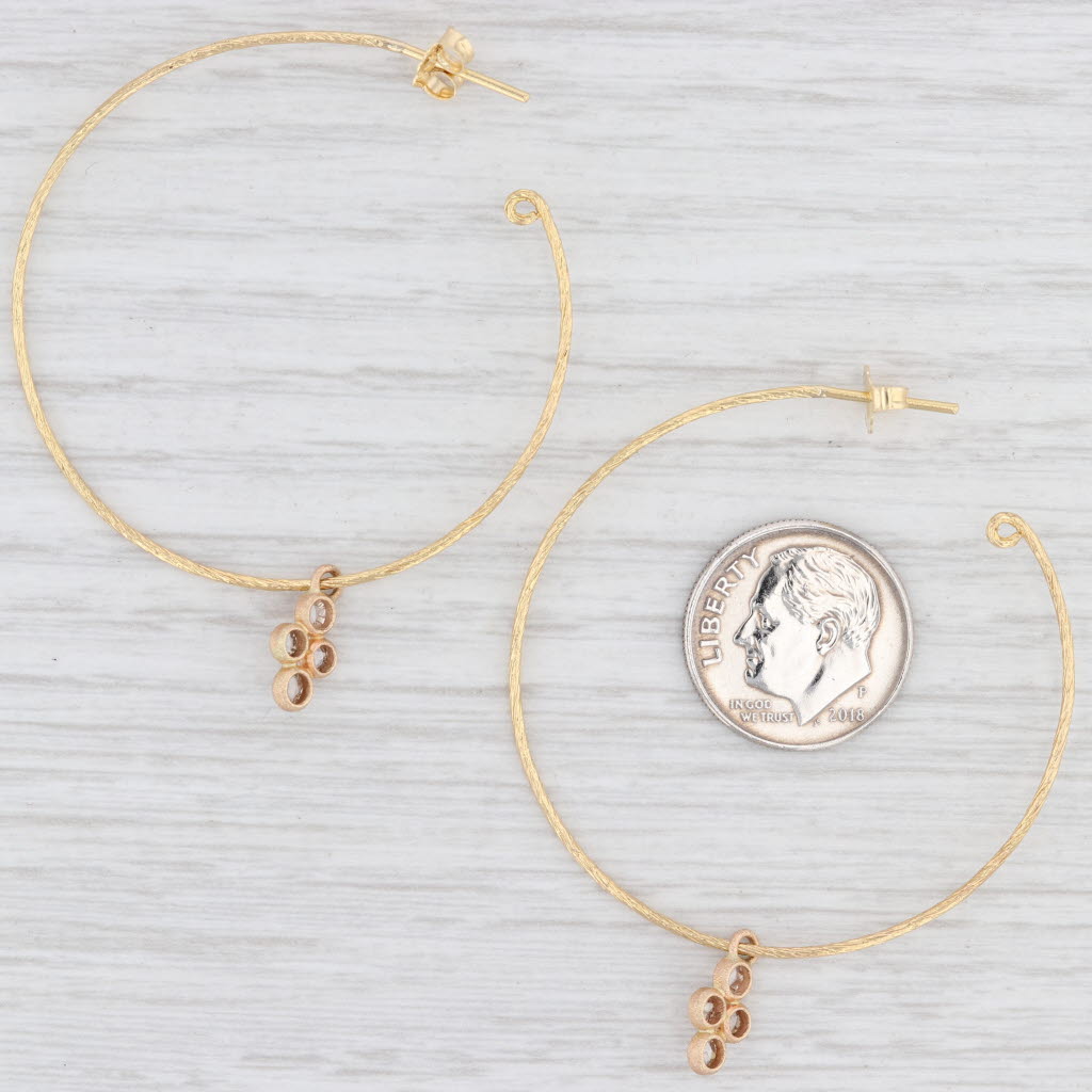 Light Gray New Nina Nguyen Hoop Earrings Interchangeable Diamond Charms 18k Yellow Gold