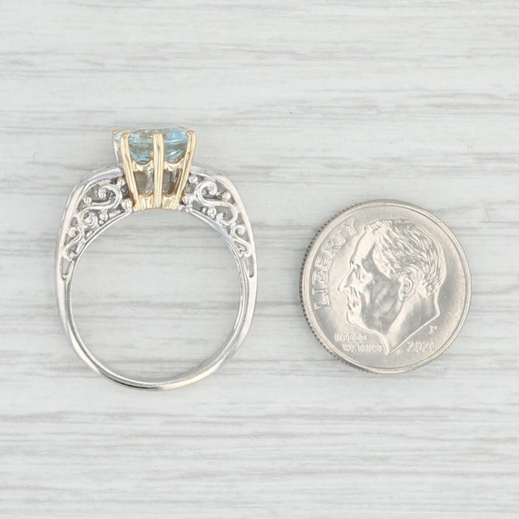 Light Gray 1.75ctw Cushion Aquamarine Diamond Ring 14k Gold Size 7.25 March Birthstone