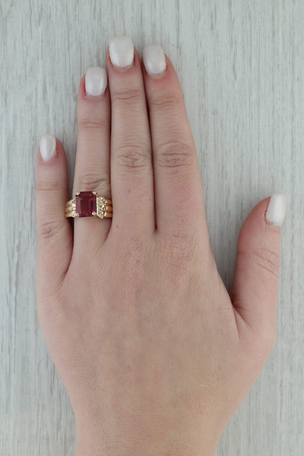 Dark Gray 3.25ct Rubellite Tourmaline Solitaire Ring 14k Yellow Gold Size 6.75