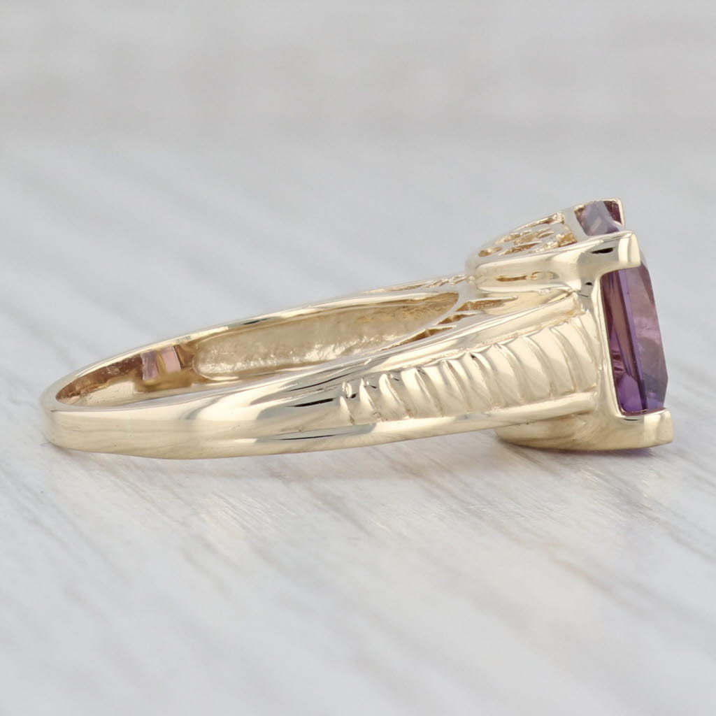 Light Gray 4.60ct Amethyst Solitaire Ring 14k Yellow Gold Size 8.75 Heart Bridge