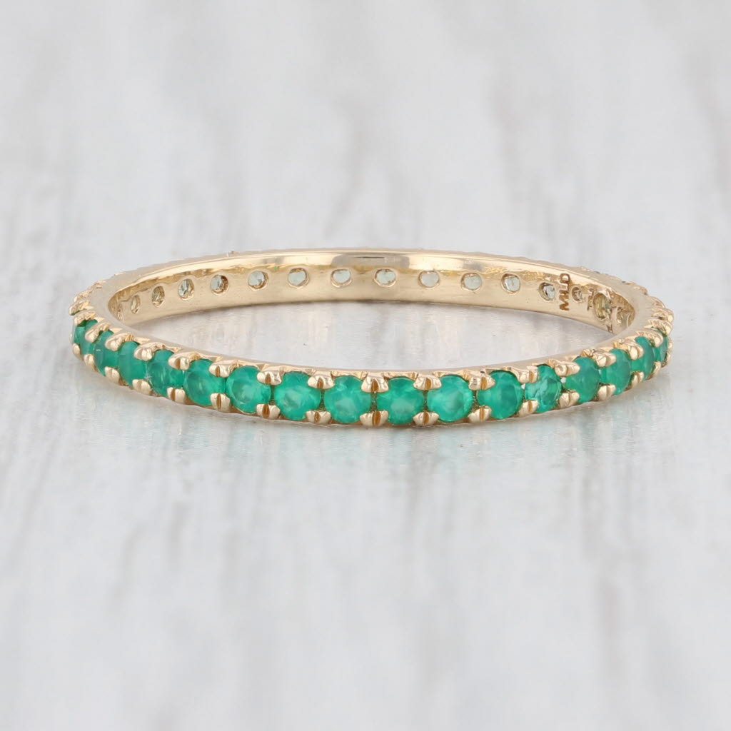 Light Gray New 0.68ctw Green Onyx Sapphire Eternity Band 14k Gold Stackable Ring Size 6.75