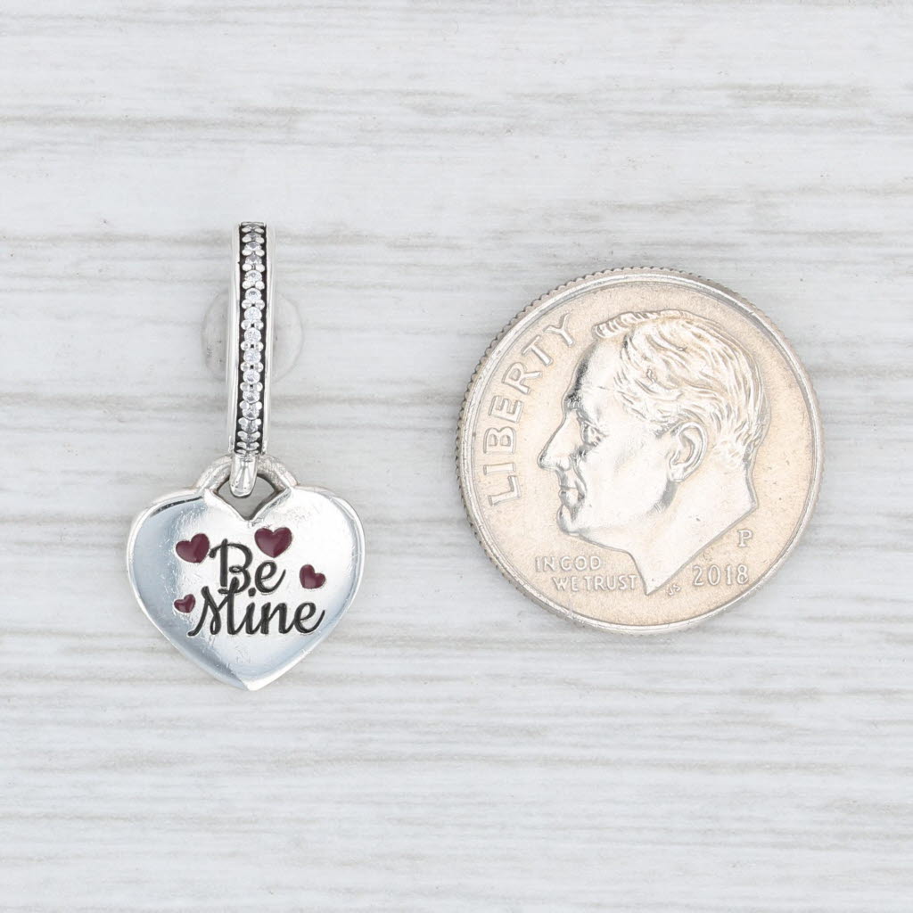 Light Gray New Authentic Pandora Be Mine Heart Dangle Charm ENG792017CZ_4 Clear CZ
