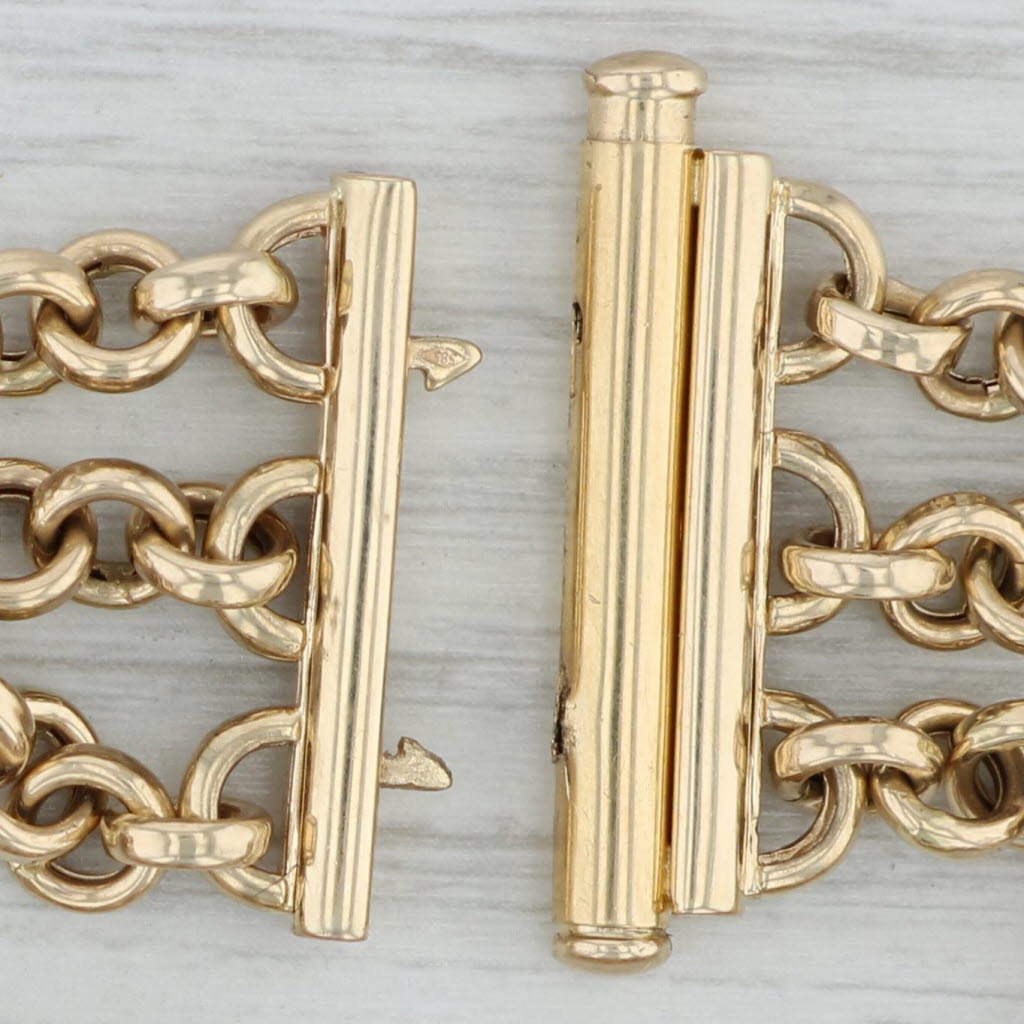 Gray Cultured Gray Pearl Multichain Bracelet 14k Yellow Gold 7.5"