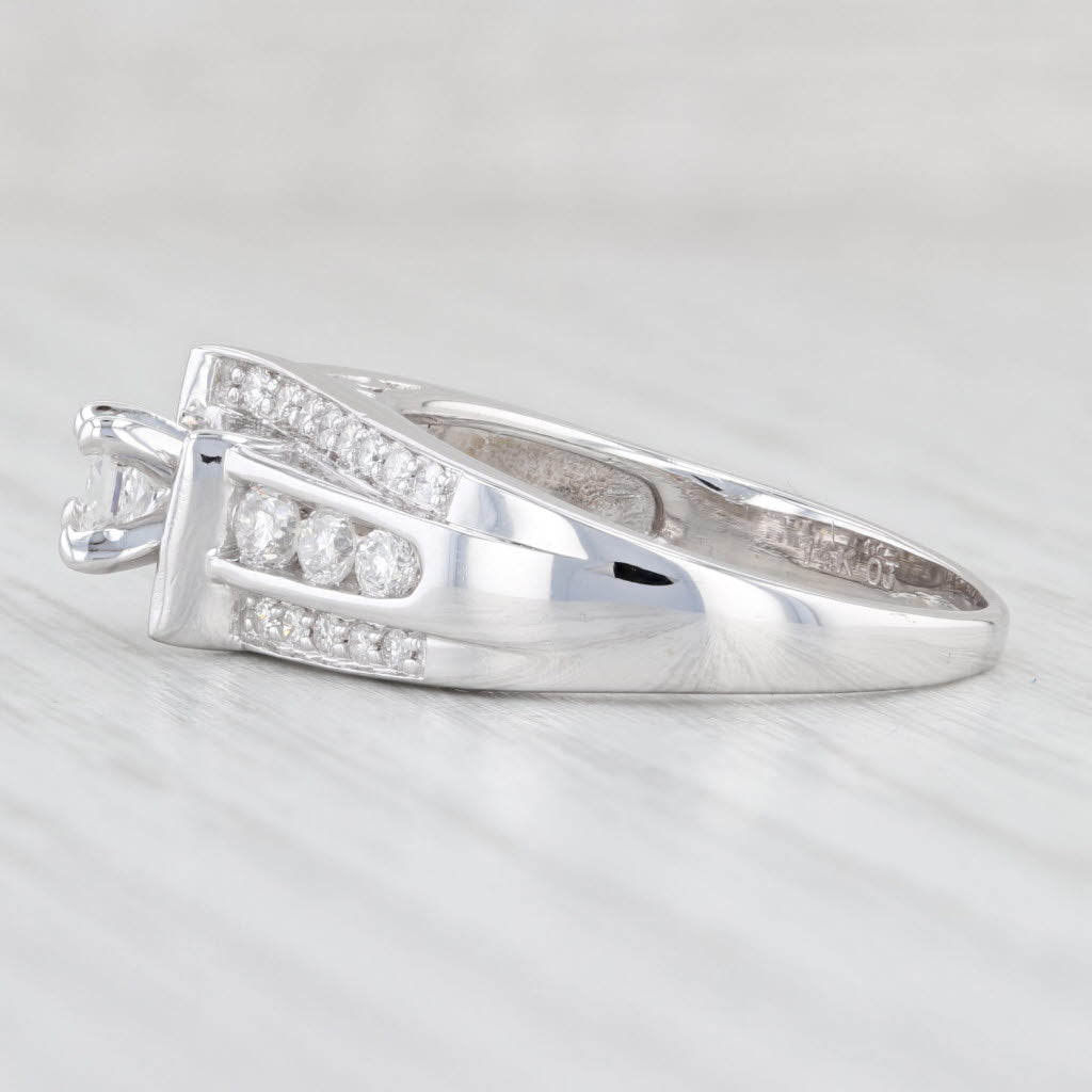 Light Gray 0.75ctw Princess Diamond Engagement Ring 14k White Gold Size 8.25