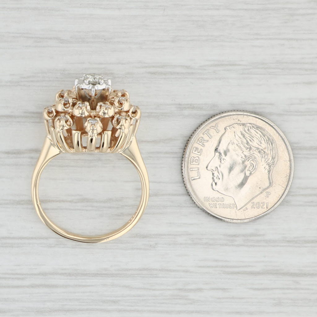 Light Gray 0.23ctw Diamond Chandelier Cluster Ring 14k Yellow Gold Size 5.25 Engagement