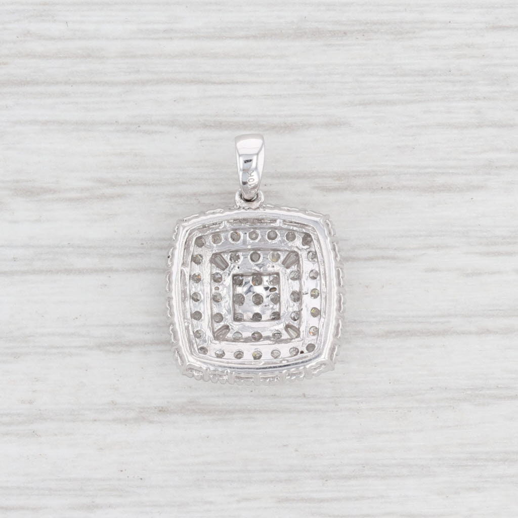 Light Gray New 0.38ctw Diamond Cluster Halo Pendant 10k White Gold Drop