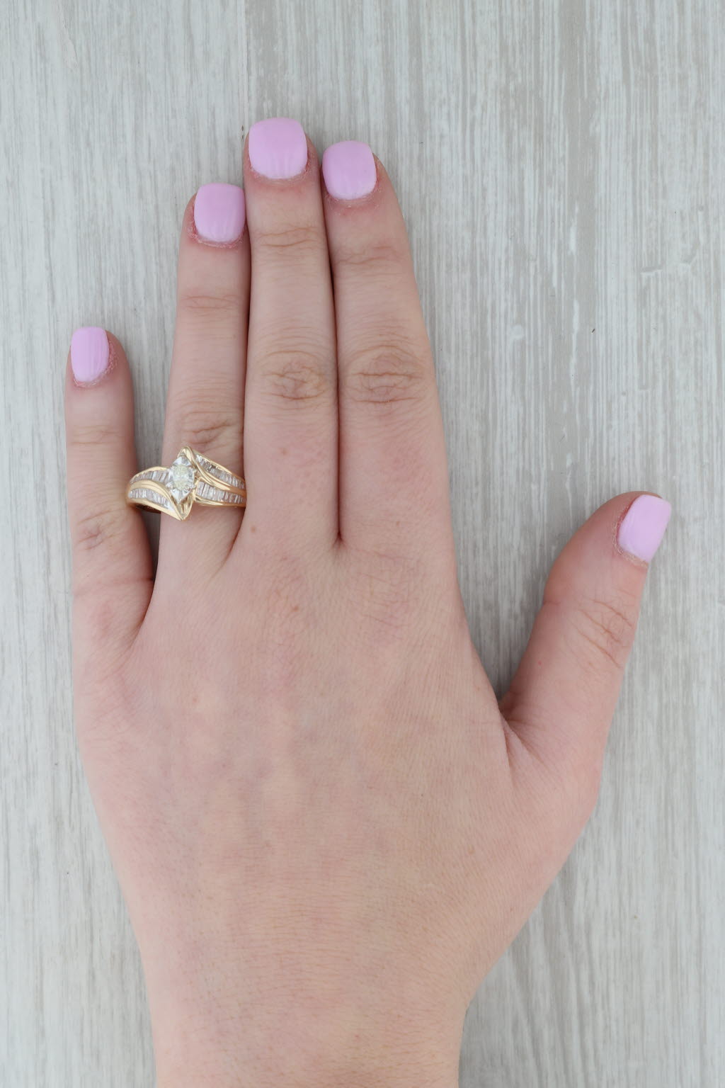 Dark Gray 0.86ctw Marquise Diamond Engagement Ring 14k Yellow Gold Size 10.5