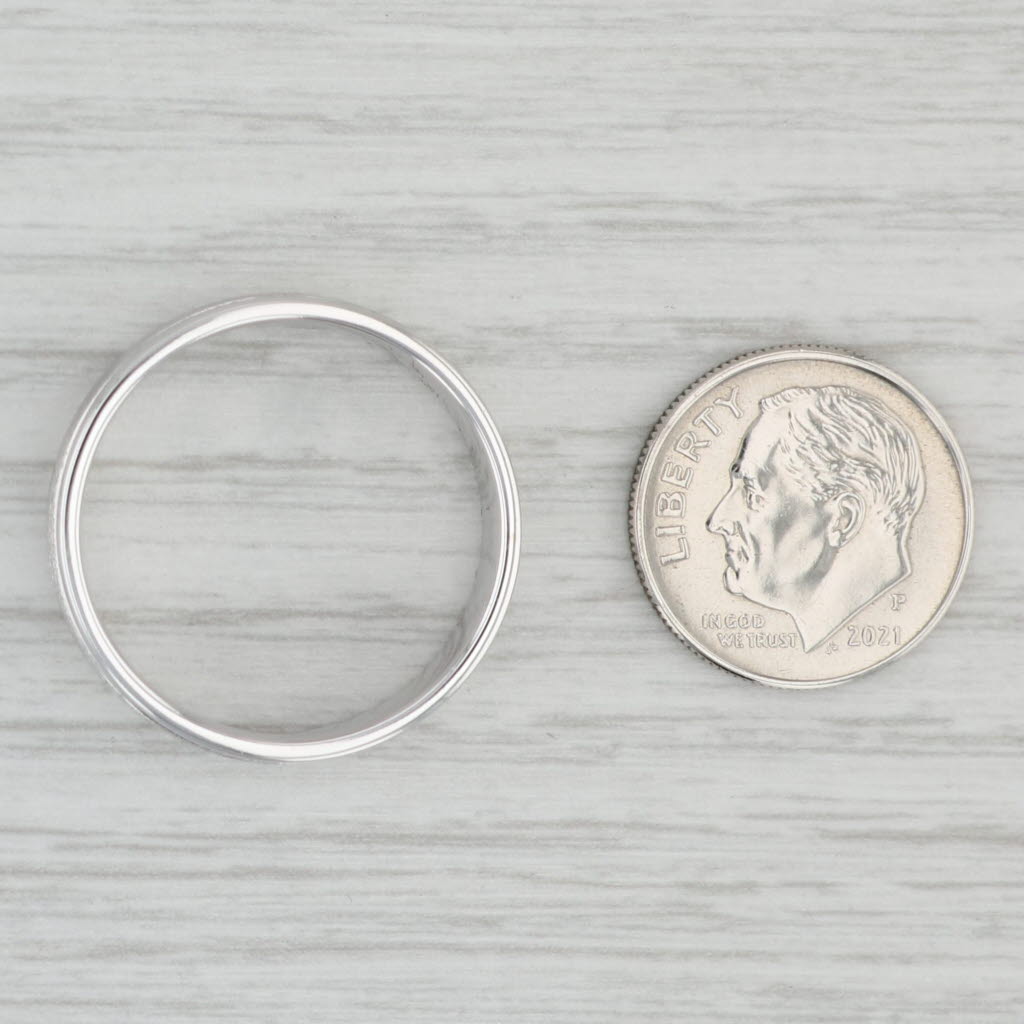 Light Gray Men's Beveled Wedding Band 14k White Gold Size 11.5 Ring