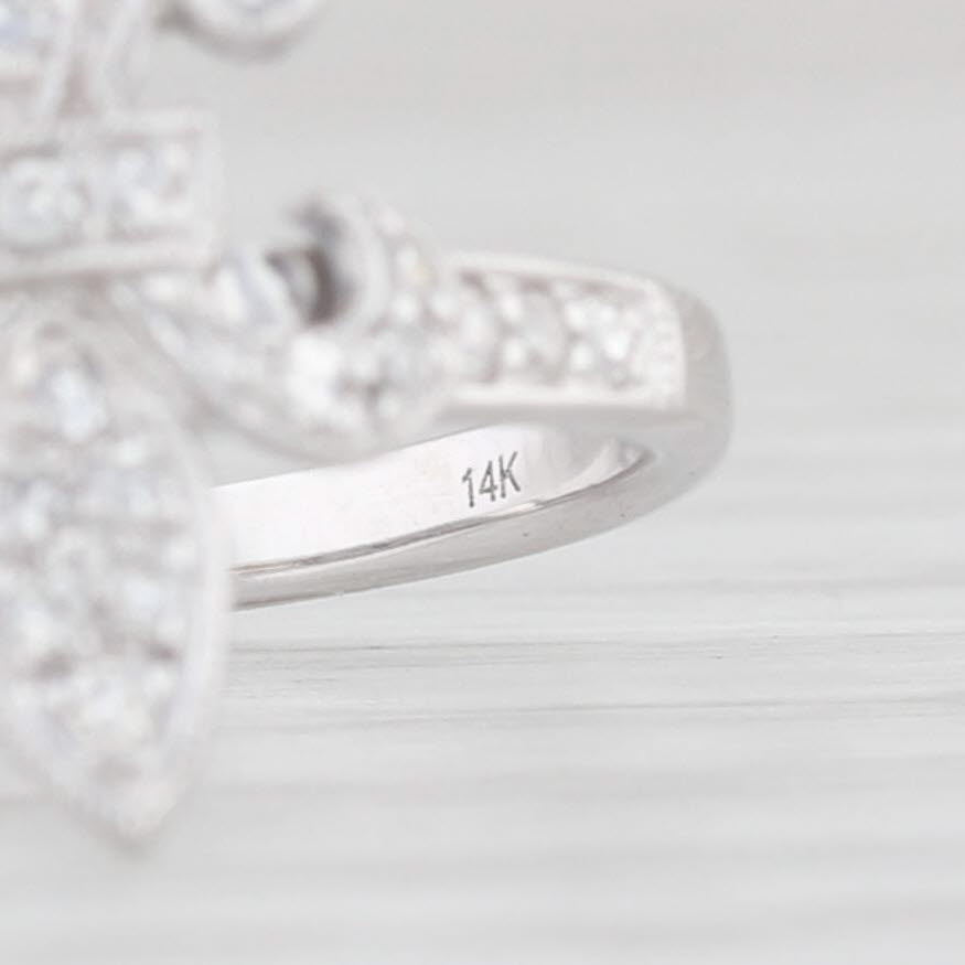 Light Gray 0.14ctw Diamond Fleur De Lis Ring 14k White Gold Size 5.25