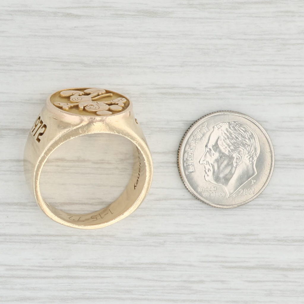 Light Gray Vintage Disney Cast Member 1972 Mickey Mouse Class Ring 10k Gold Size 8.75