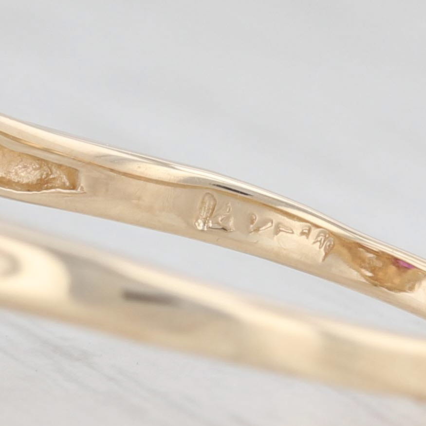 Light Gray 0.86ctw Oval Ruby Diamond Bypass Ring 14k Yellow Gold Size 7