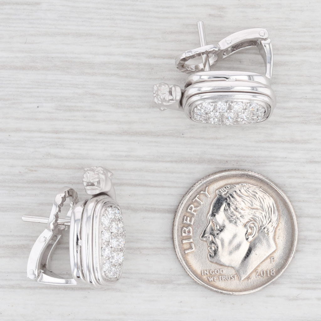 Light Gray Carrera Y Carrera 0.75ctw Diamond Panther Earrings 18k White Gold Designer