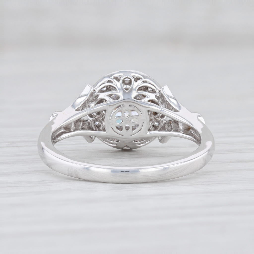 Light Gray New Beverley K Semi Mount Diamond Halo Engagement Ring 18k Gold Size 6.75 Round