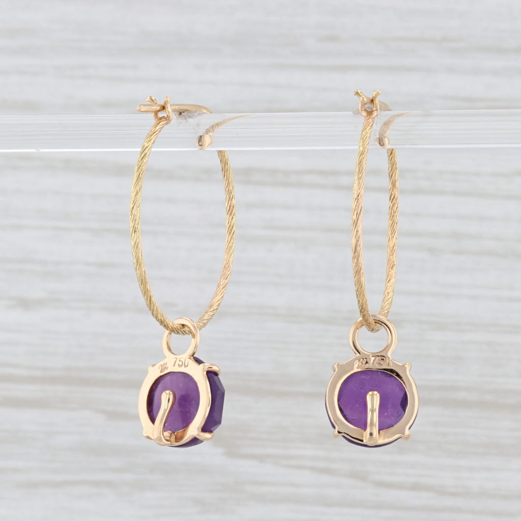 Light Gray New Nina Nguyen Hoops with Charms Earrings 18k Yellow Gold Amethyst