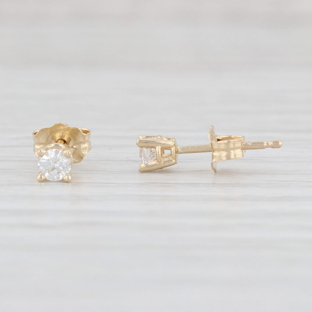 Light Gray New 0.19ctw Round Diamond Solitaire Stud Earrings 14k Yellow Gold