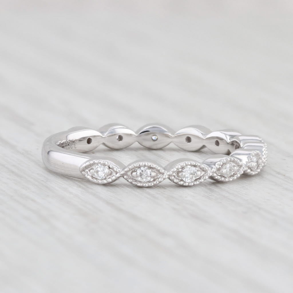 Light Gray New 0.12ctw Diamond Ring 14k White Gold Size 5.75 Stackable Wedding Band