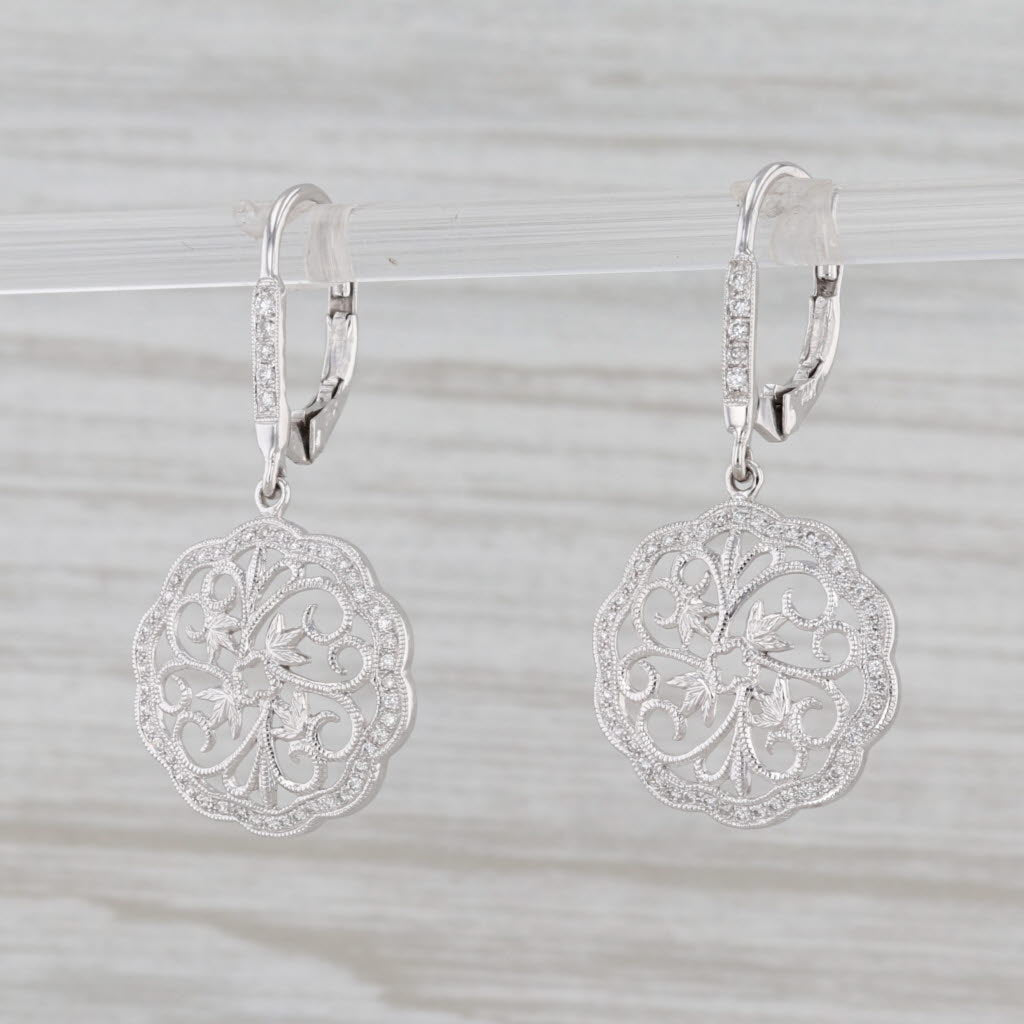 Gray New Beverley K Diamond Earrings 14k White Gold Filigree Openwork Drops