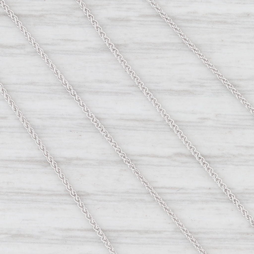 Light Gray New Spiga Wheat Chain Necklace 14k White Gold 18" 0.9mm Lobster Clasp