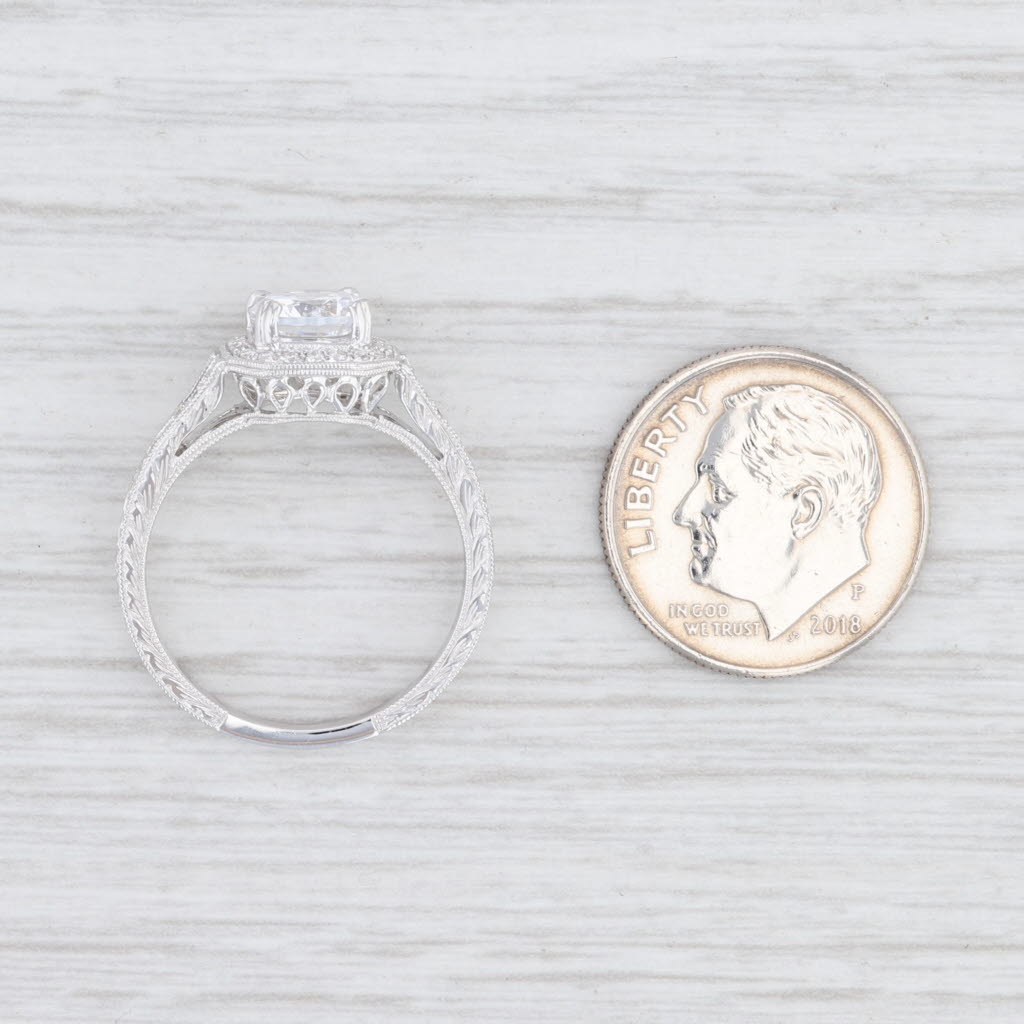 Light Gray New Beverley K Semi Mount Diamond Halo Engagement Ring 18k Gold Size 6.5 Round