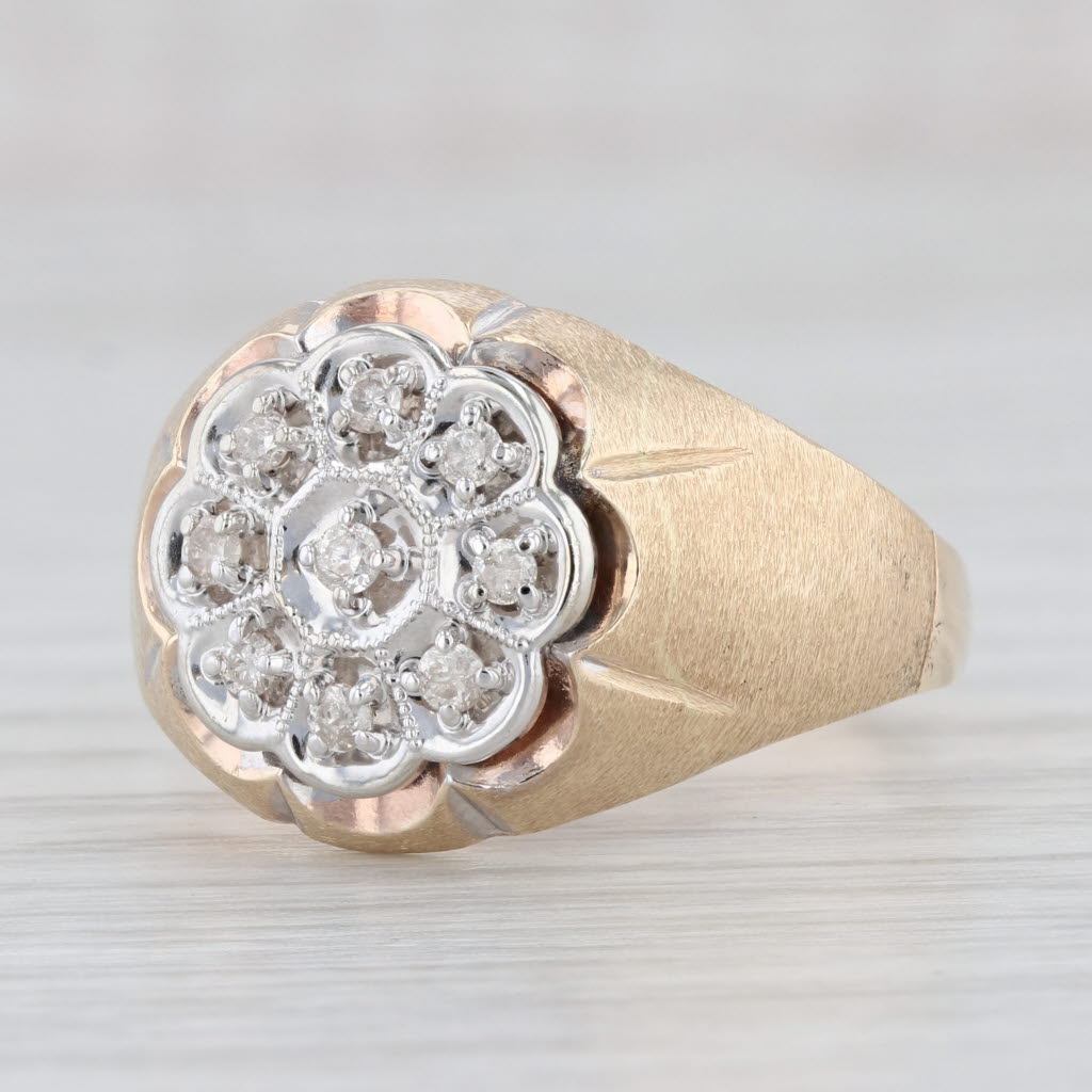 Light Gray 0.23ctw Diamond Belcher Men's Ring 10k Gold Size 13.5 Vintage