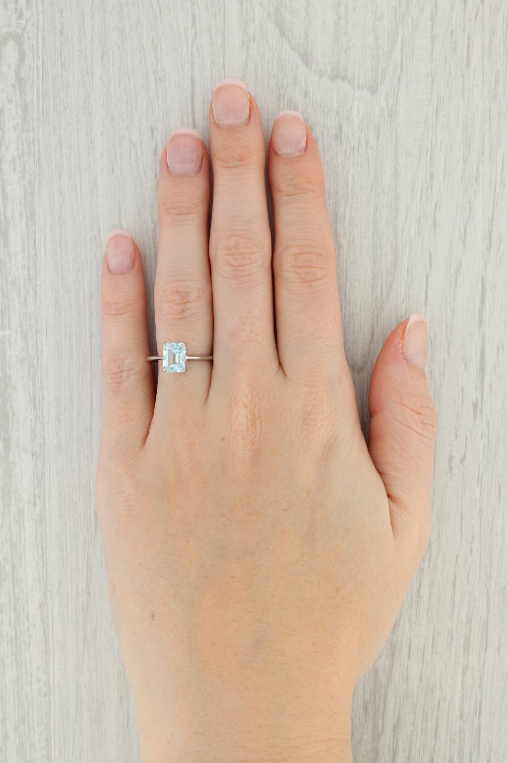 Gray Vintage 1.50ct Aquamarine Ring Platinum Emerald Cut Solitaire March Birthstone 7