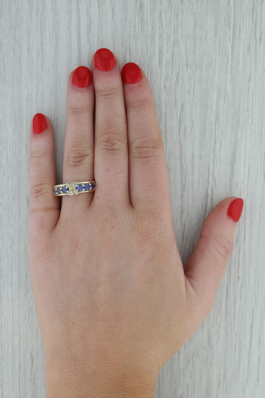 Dark Gray 1.03ctw Tanzanite Diamond Ring 14k Yellow Gold Stackable Band Size 9.25