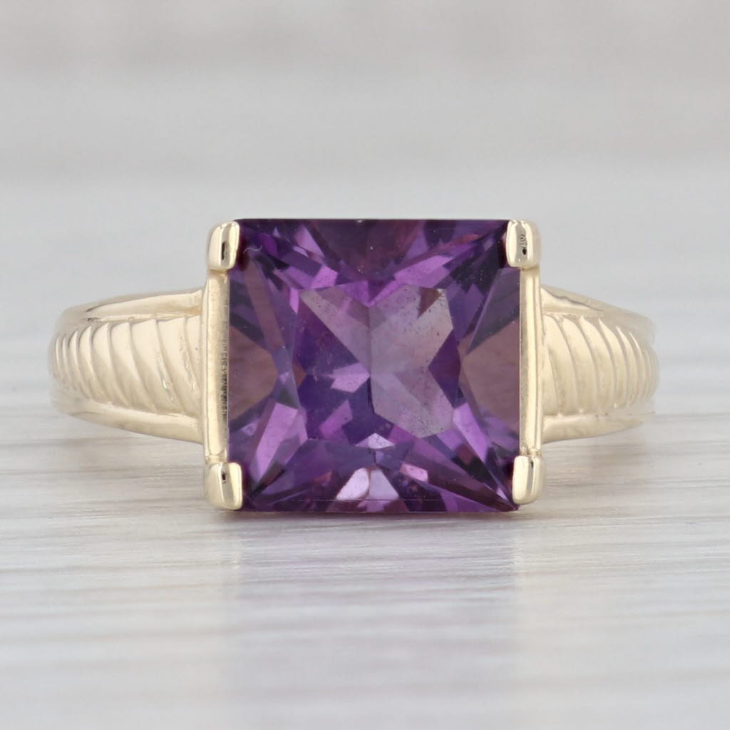 Gray 4.60ct Amethyst Solitaire Ring 14k Yellow Gold Size 8.75 Heart Bridge