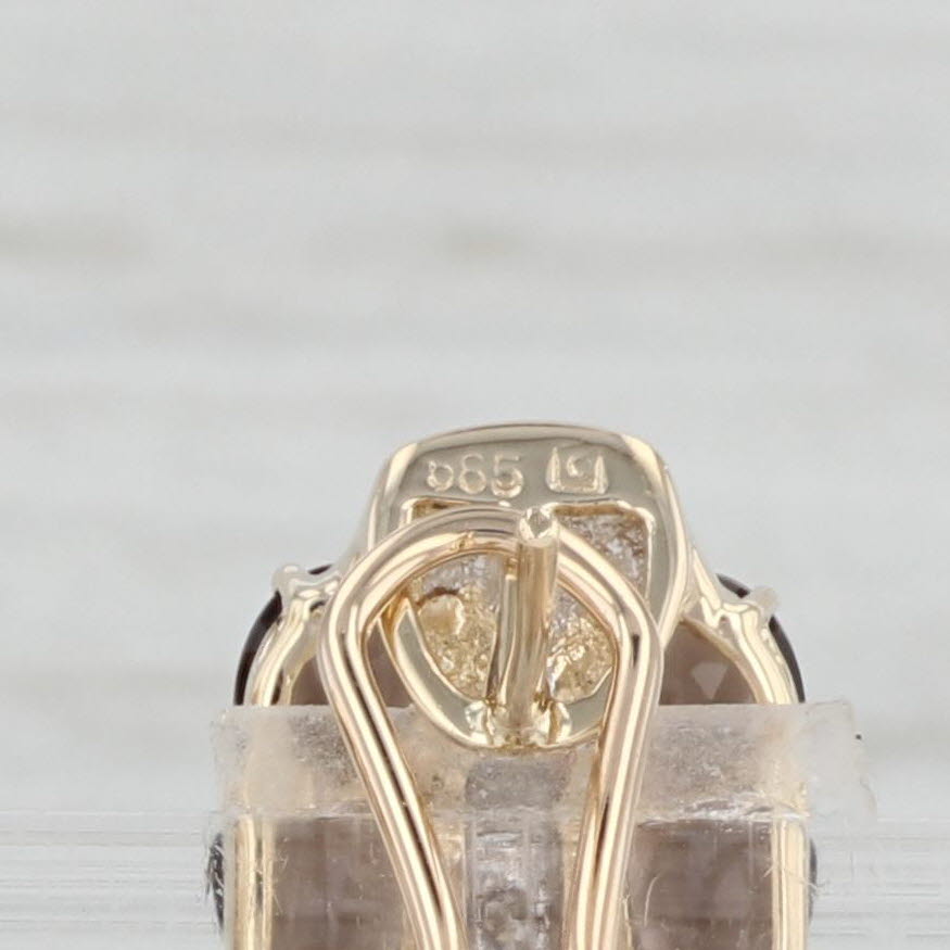 Light Gray 0.43ctw Smoky Quartz Diamond Drop Earrings 14k Yellow Gold Omega Backs