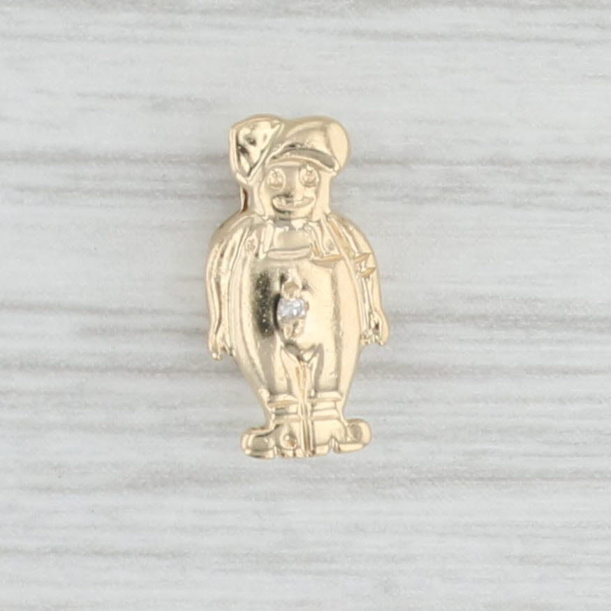 Light Gray Vintage Richard Klein Diamond Boy Child Slide Charm 14k Yellow Gold