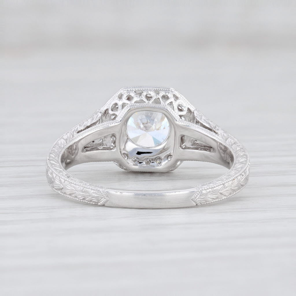 Light Gray New Beverley K Semi Mount Diamond Halo Engagement Ring 18k Gold Size 6.5 Round