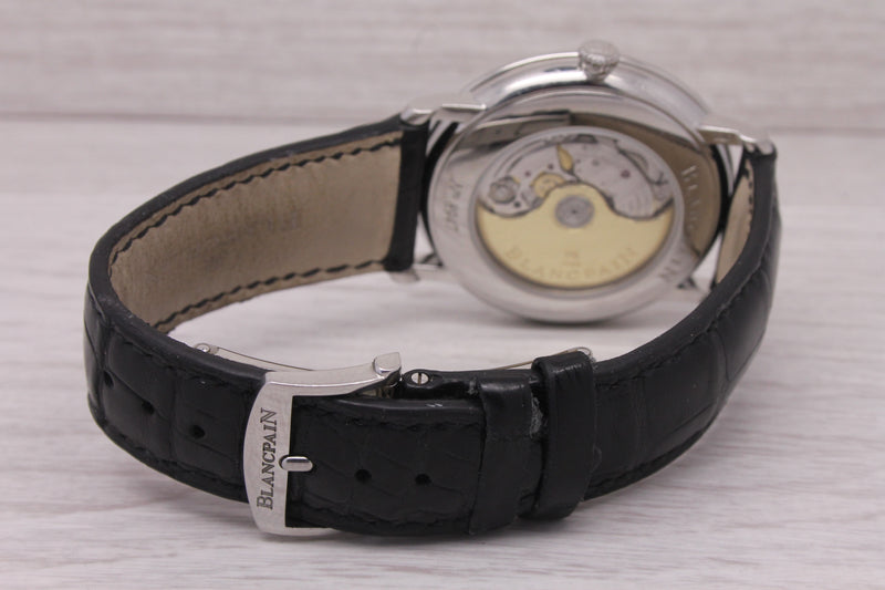 Gray Blancpain Villeret Mens 40mm Steel Automatic Dress Watch Original Strap c.1151