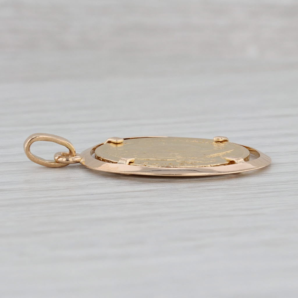 Gray Genuine 1824 French Franc Coin Pendant 22k 14k Yellow Gold Medallion