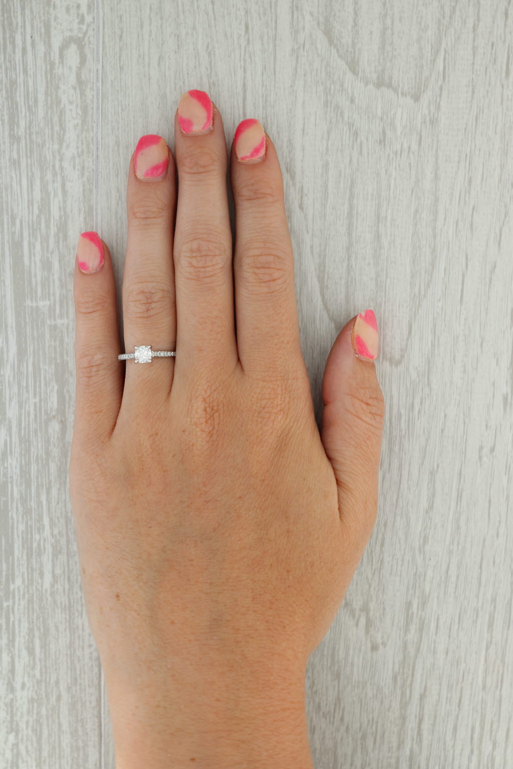 Gray 0.65ctw Cushion Diamond Engagement Ring 14k White Gold Size 5.25 GIA Copy