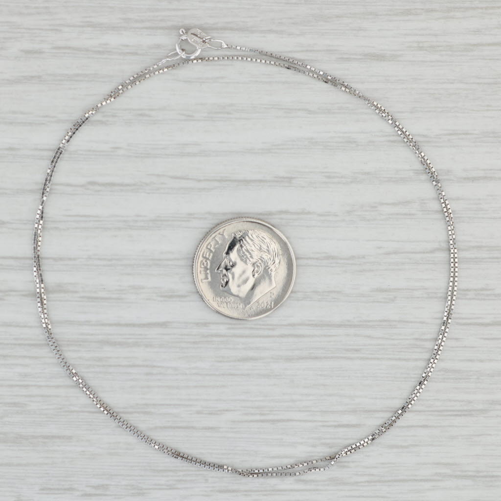 Light Gray 18" 0.6mm Box Chain Necklace 14k White Gold Italian Spring Ring Clasp