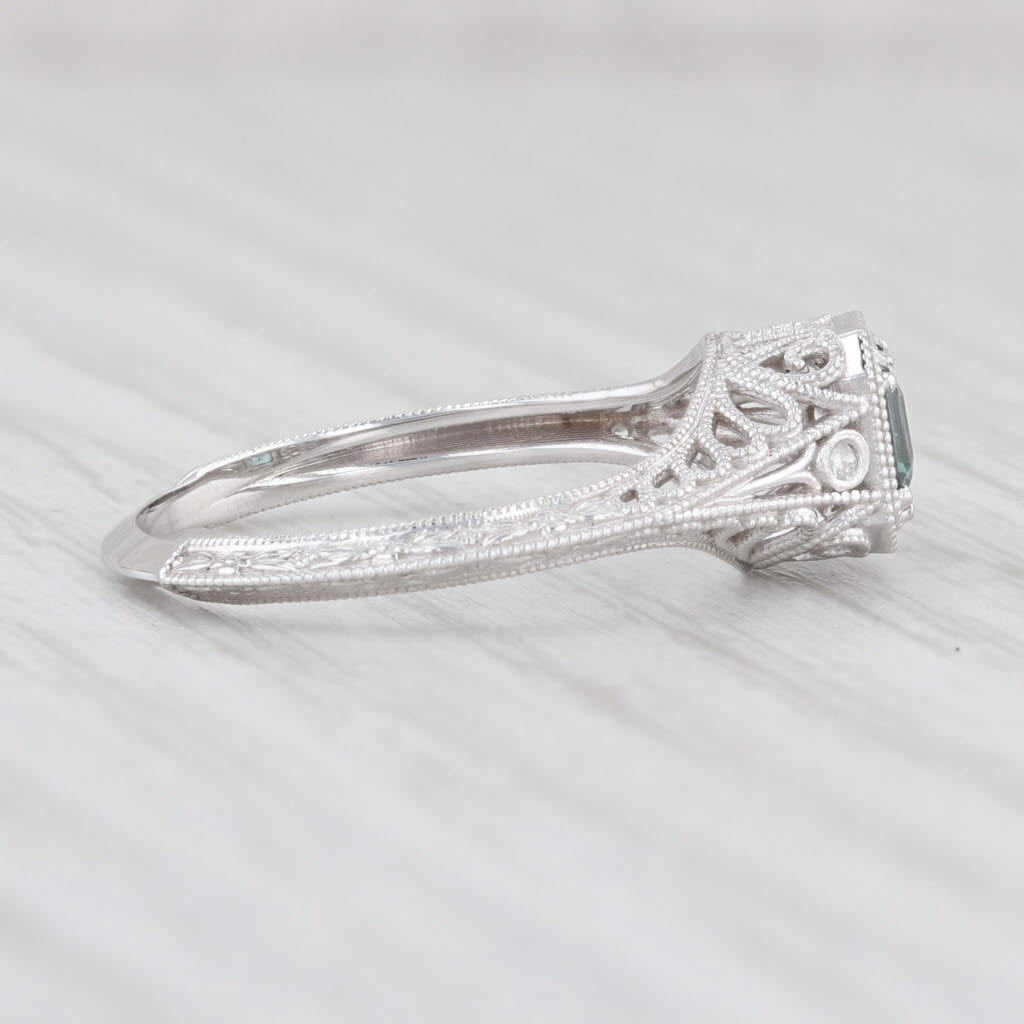 Light Gray New 0.30ct Green Alexandrite Solitaire Ring 14k Gold Size 6.5 Floral Filigree