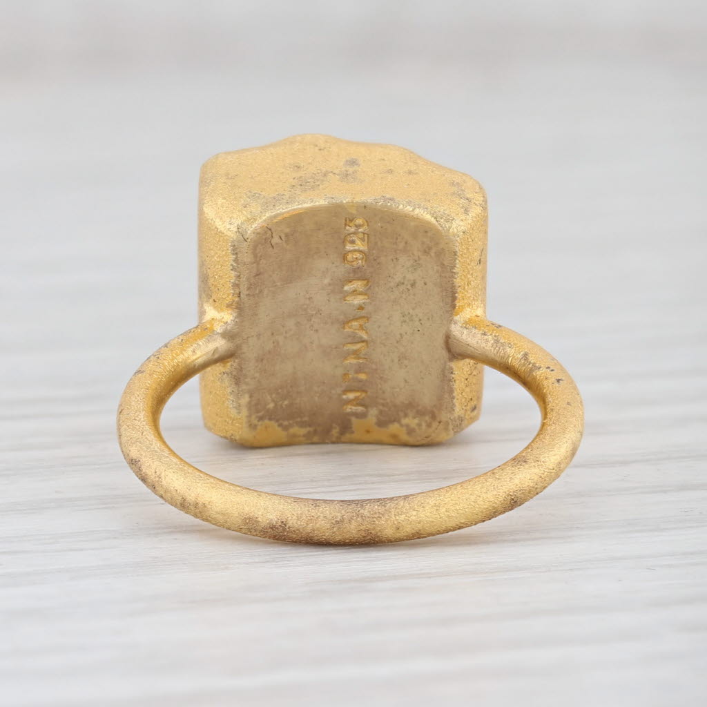 Light Gray New Nina Nguyen Amethyst Druzy Ring Sterling Silver 22k Gold Vermeil Size 7