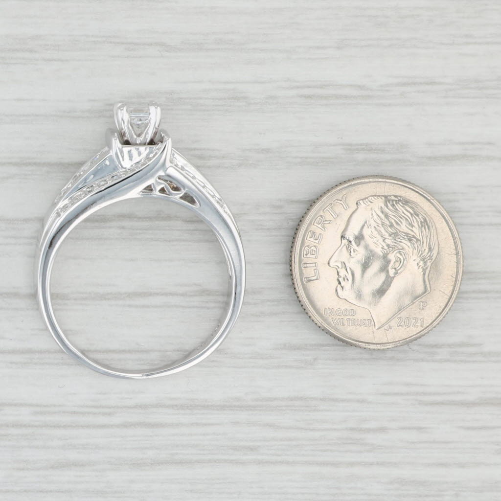 Light Gray 0.75ctw Princess Diamond Engagement Ring 14k White Gold Size 8.25
