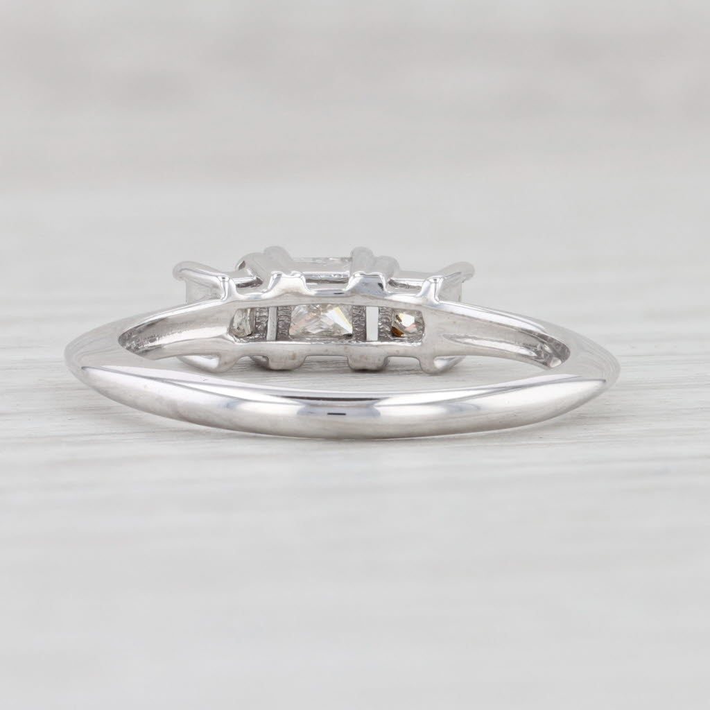 Light Gray 0.48ctw Princess 3-Stone Diamond Engagement 14k White Gold Size 6.75