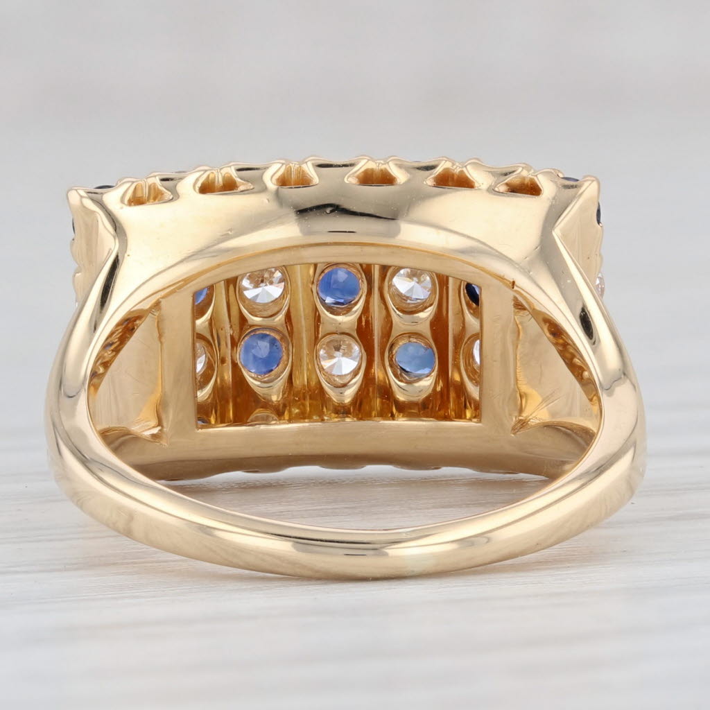 Light Gray 1.70ctw Blue Sapphire White Diamond Ring 18k Yellow Gold Size 6 Pave Cocktail