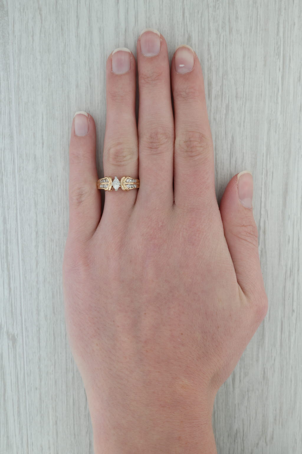 Dark Gray 0.50ctw Diamond Engagement Ring 14k Yellow Gold Size 8.25Trillion Marquise