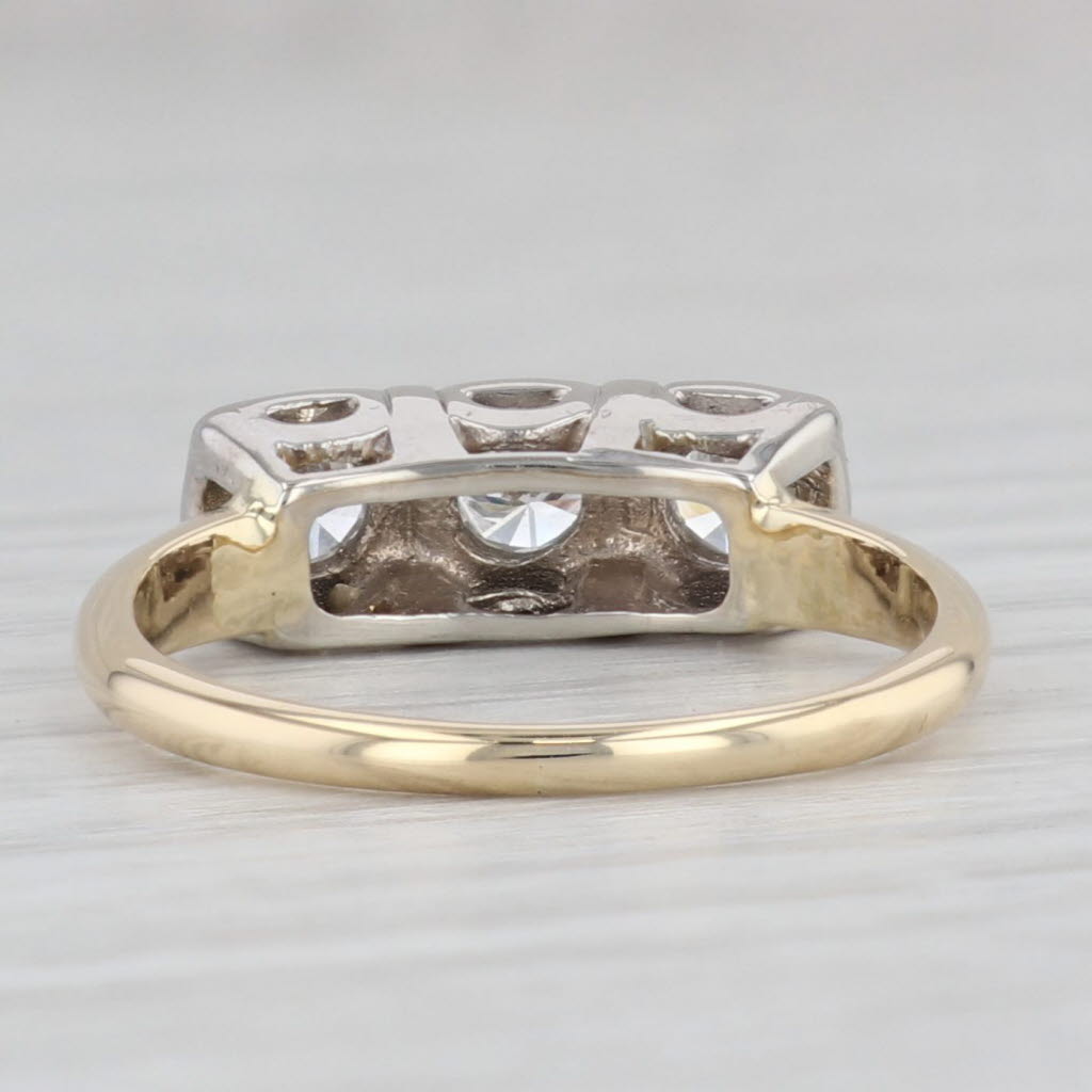 Light Gray Vintage 0.55ctw VS2 3-Stone Diamond Ring 14k Gold Size 7.25