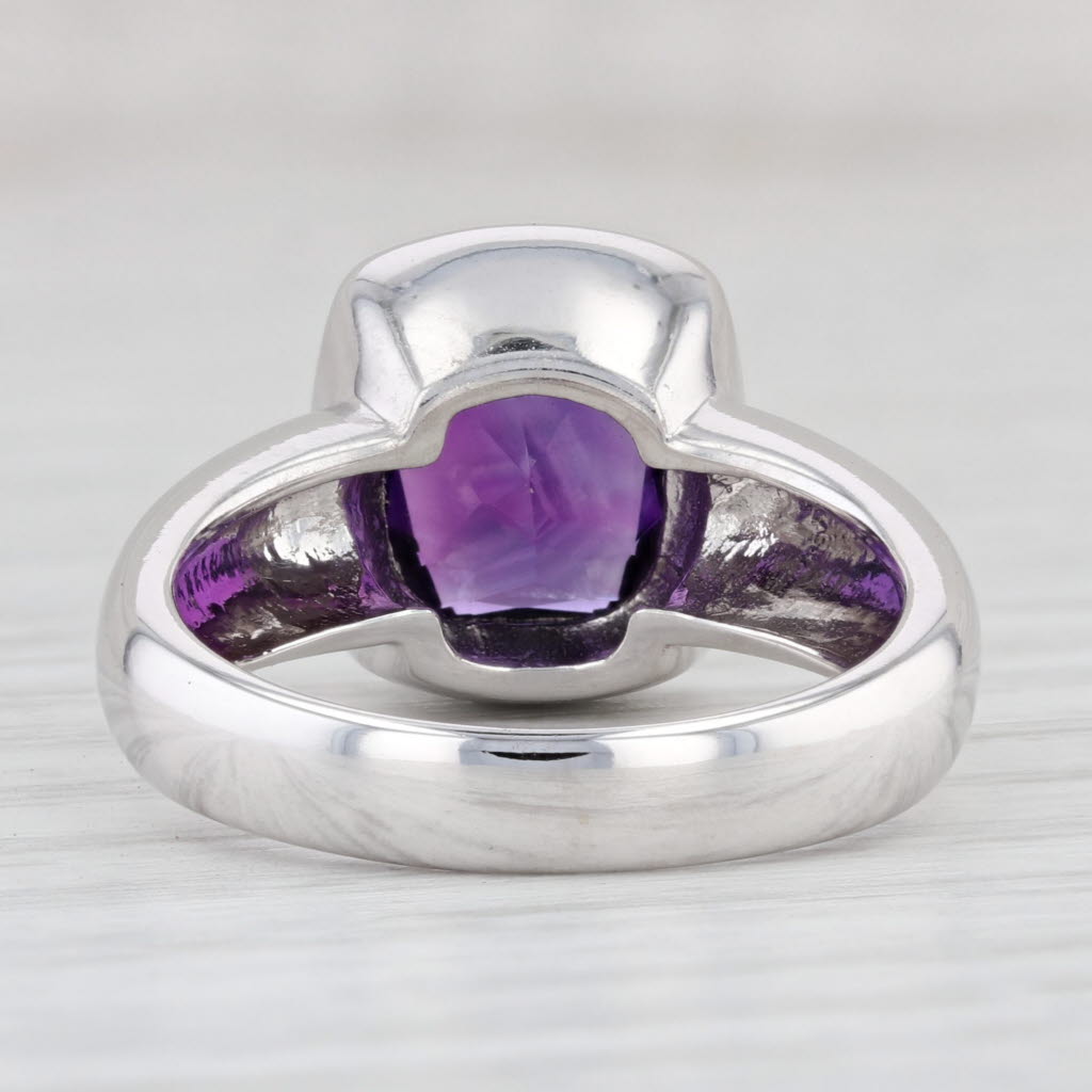 Light Gray 3.15ct Cushion Amethyst Solitaire Ring 14k White Gold Size 7.75