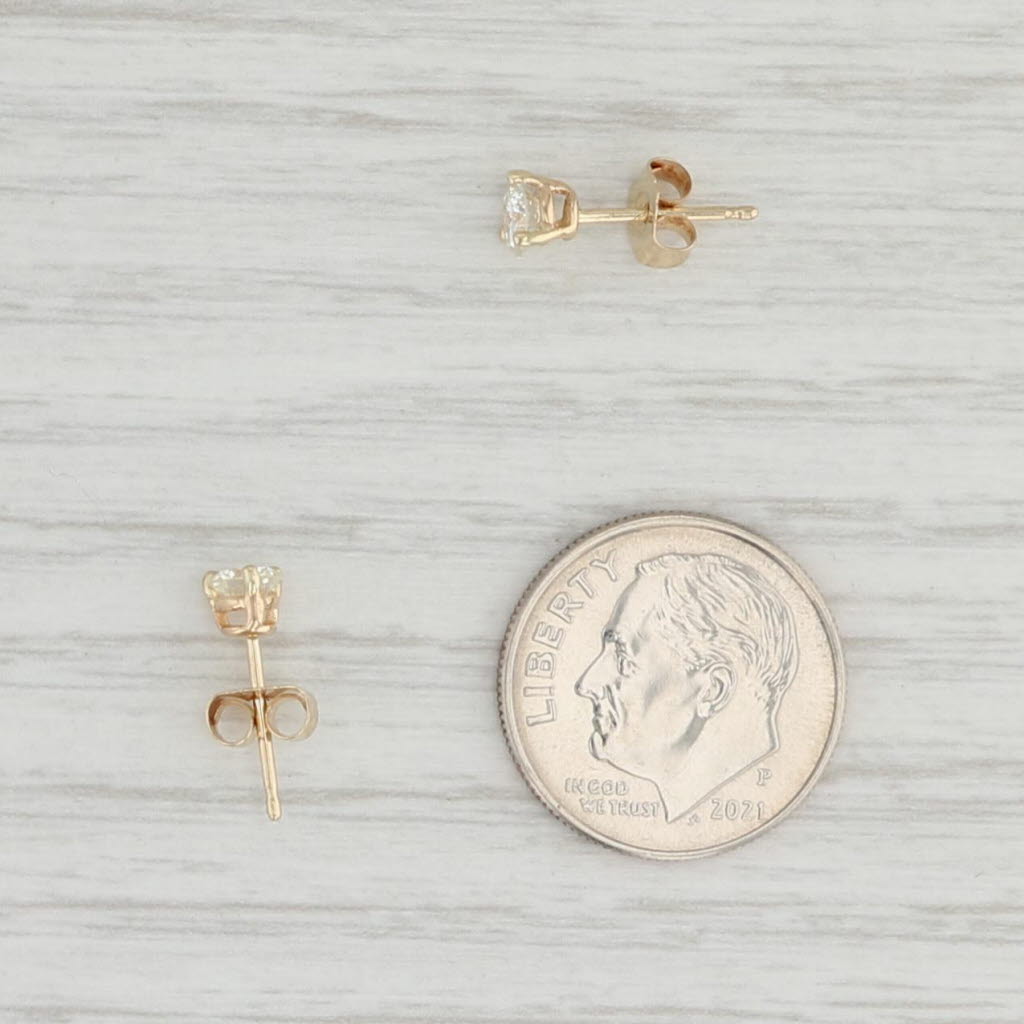 Light Gray 0.41ctw Diamond Stud Earrings 14k Yellow Gold Round Brilliant Solitaire Studs
